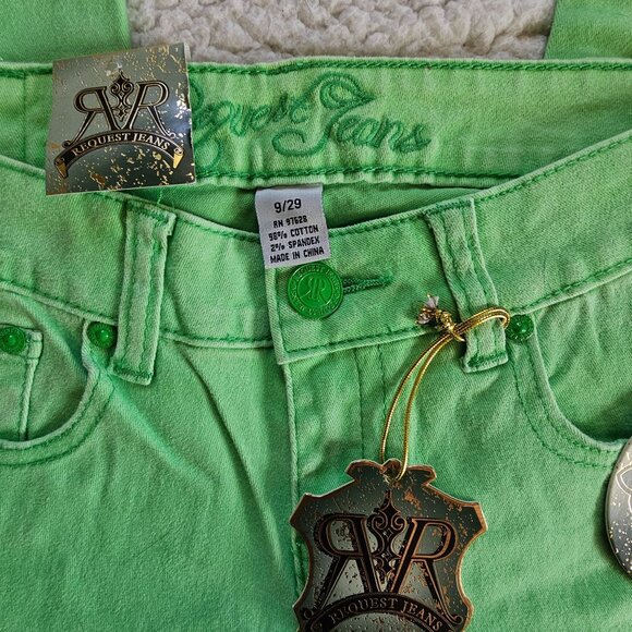 Rogue Jeans Slim Fit Green Denim Pants 9/29 Cotton & Spandex Y2K Retro - Picture 4 of 7